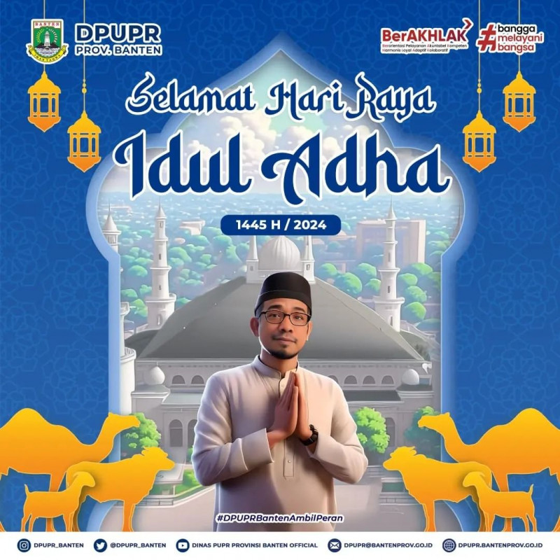 Sambut Hari Raya Idul Adha 1445 H / 2024 M, Dinas PUPR Banten adakan kegiatan pemotongan hewan Qurban.