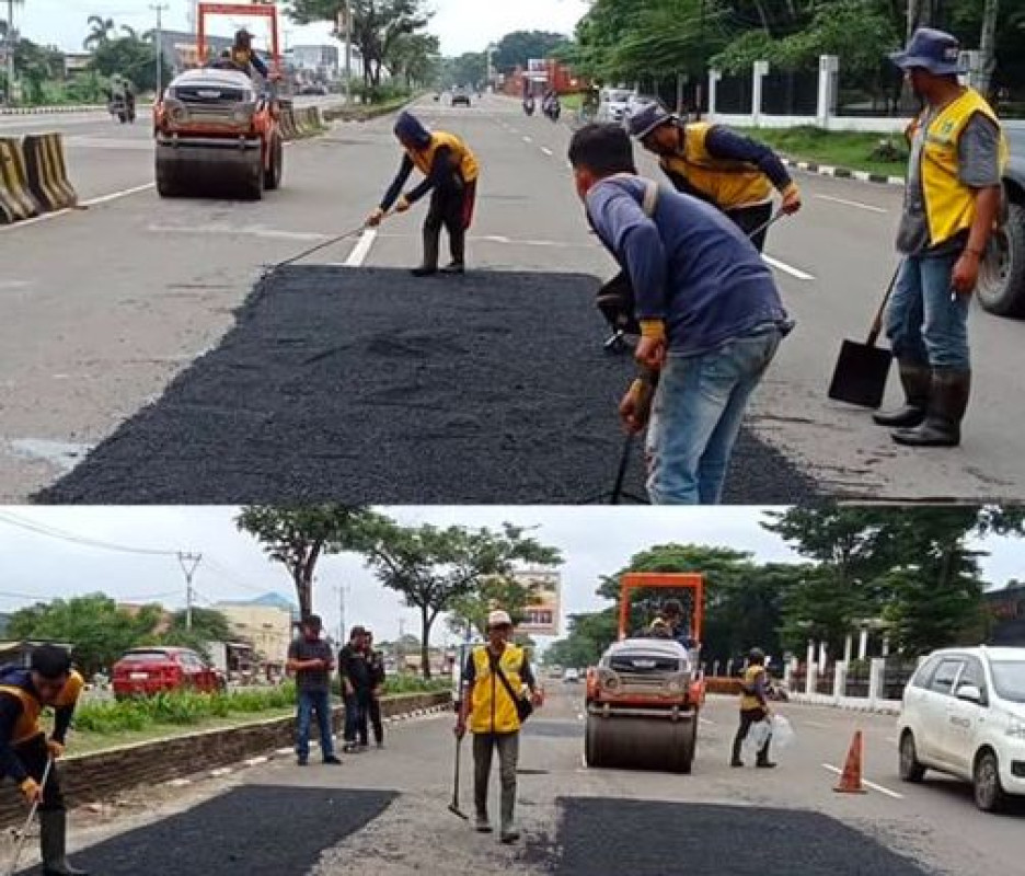 Dinas PUPR Provinsi Banten Melakukan Pemeliharaan Rutin di Ruas Jalan Syekh Nawawi Albantani